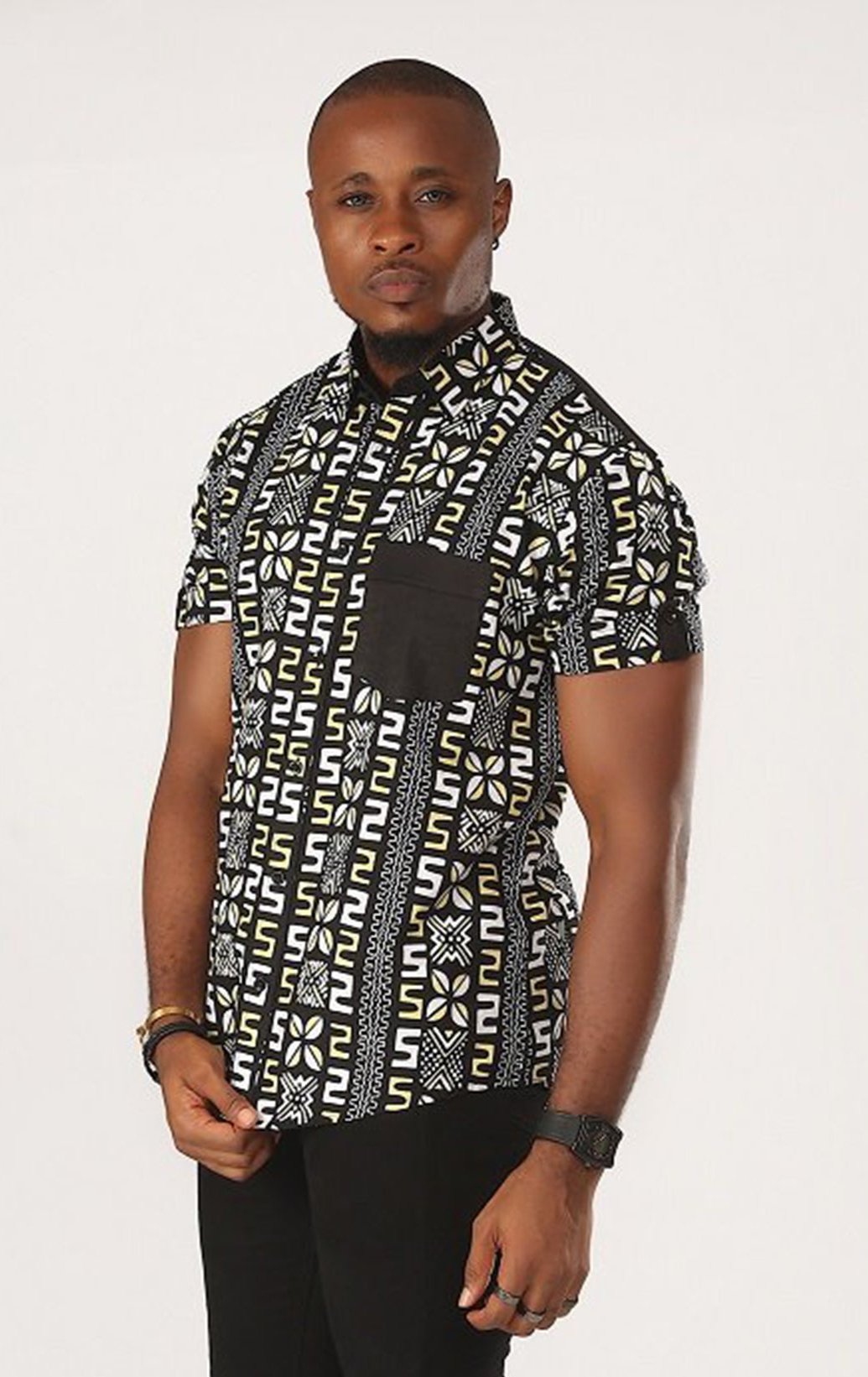 Olajuwan Men's African Print Button-Up Shirt Bolaji Trendy House of Fashion Olajuwan Men's African Print Button-Up Shirt Bolaji Trendy House of Fashion